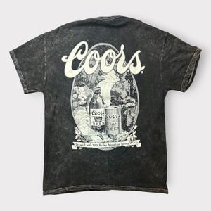 Coors Banquet Beer Graphic T-Shirt Mens Medium Acid Wash Charcoal Grey
